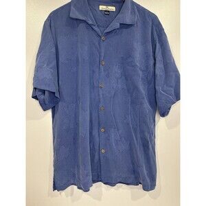 Tommy Bahama Men’s Size Large Shirt Blue Floral Short Sleeve Camp 100%‎ Silk